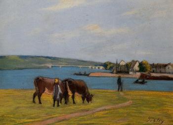 阿爾弗萊德 西斯萊 Cows by the Seine at Saint-Mammes 阿爾弗萊德 西斯萊 Cows by the Seine at Saint-Mammes
